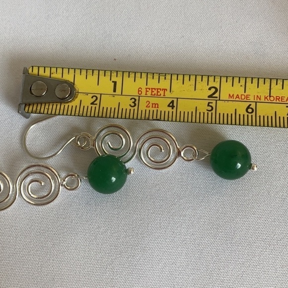 AVENTURINE Sterling Silver Scroll Dangle Earrings - Picture 5 of 11